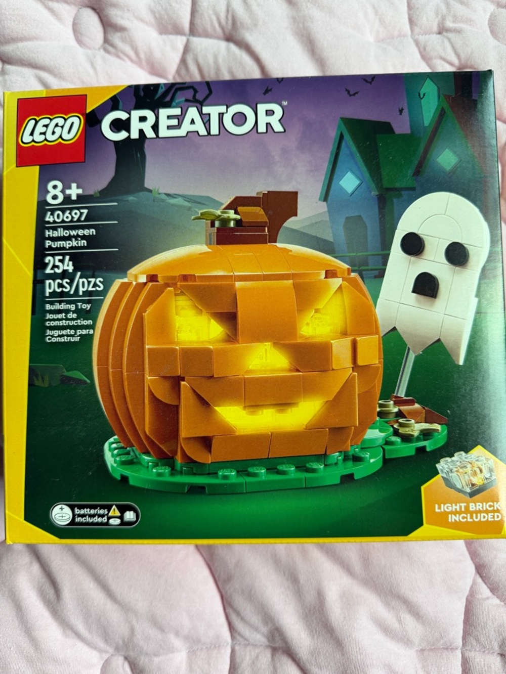 LEGO Creator Orange Pumpkin with White Ghost and Green Base
